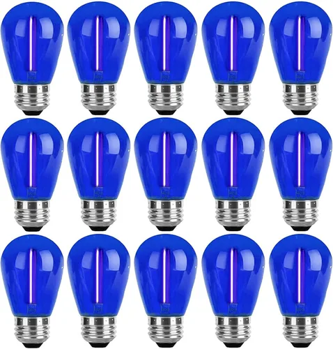 Miniatura 11 de Paquete de 15 bombillas LED S14 moradas de repuesto para luces de Halloween para exteriores, 1 W, bombilla de filamento LED Edison vintage, base