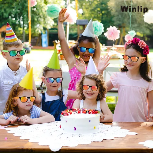 Miniatura 6 de Gafas de sol para niños a granel para edades de 3 a 5, 4, 8 a 12 años y adultos, paquete de 32 lentes de sol neón con protección UV400, gran regalo