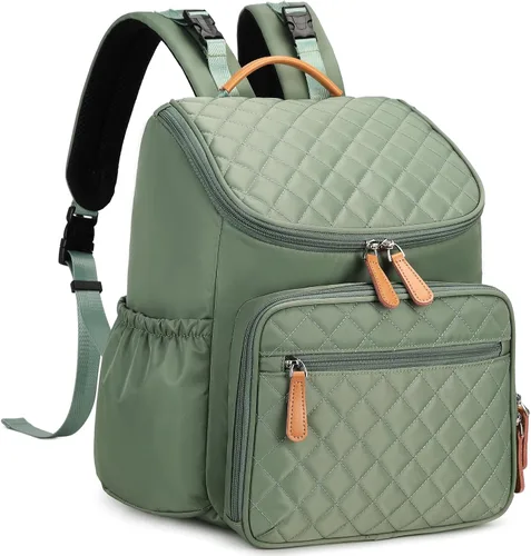 Miniatura 9 de LORADI Mochila ligera para pañales con clips para cochecito, bolsillos aislados, artículos esenciales para baby shower, color beige