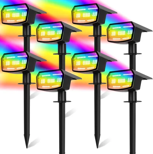 Miniatura 9 de Sucolite Paquete de 8 Luces Solares Tipo Foco para Exteriores Impermeables IP65, 3 Modos de Iluminación Focos Solares para Paisajismo 2-en-1