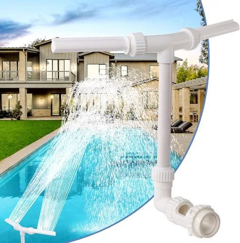 Spray de fuente de cascada para piscina, 2 cabezales de fuente, rociador de agua, temperaturas frescas y cálidas del agua de la piscina, aireador de