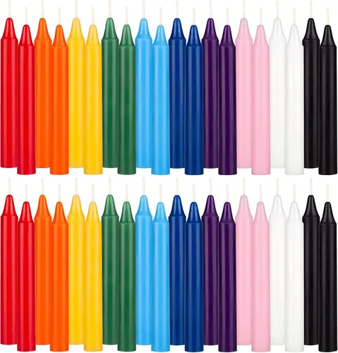 Miniatura 16 de SRG 40 mini velas cónicas color azul claro sin perfume, 4 pulgadas de alto x 1/2 pulgada de diámetro, ideal para lanzar campanadas, rituales