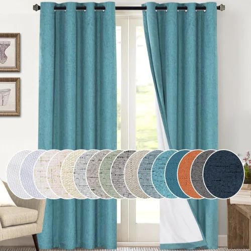 Miniatura 69 de Primitive - Cortinas opacas 100 % de lino texturizado natural para dormitorio, sala de estar, cortinas para ahorra energía, tela de arpillera