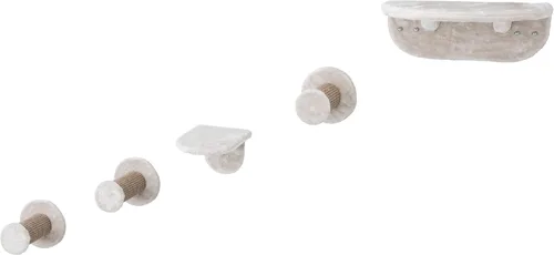 Trixie Juego de vigilancia para gatos montado en la pared, estantes de escalada con escalones de sisal y plataformas de felpa, estantes para gatos