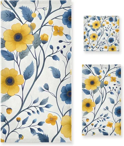 Miniatura 29 de ALAZA Juego de 3 toallas de baño de flores de iris de mariposa morada, 1 toalla de baño, 1 toalla de mano, 1 toallita decorativa, suave, de lujo