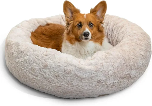 Miniatura 39 de Best Friends by Sheri - The Original Calming Donut - Cama calmante en forma de dona para perros y gatos - Pelo largo, gris escarcha, S, 23 x 23