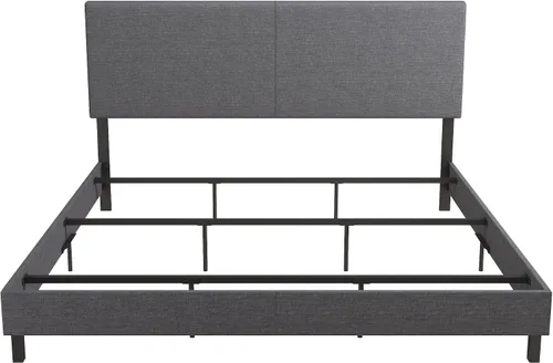 Miniatura 12 de DHP Janford - Cama tapizada con diseño elegante, Tela, Gris (Grey Linen)