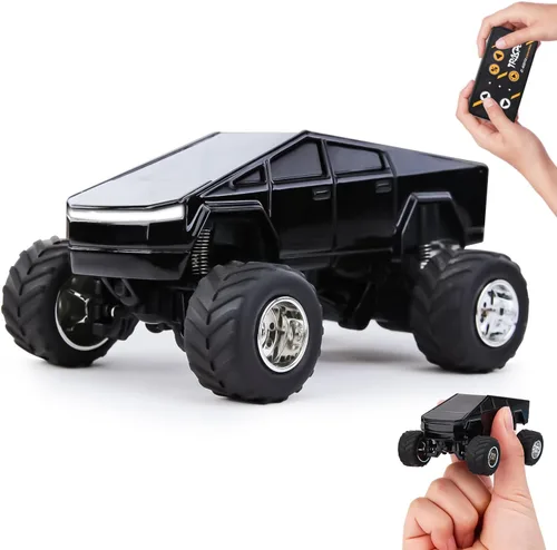 Miniatura 8 de Mini camión RC, camión monstruo a escala 1:64, auto de control remoto con luces, 2.4 GHz y control remoto por aplicación, mini autos RC recargables