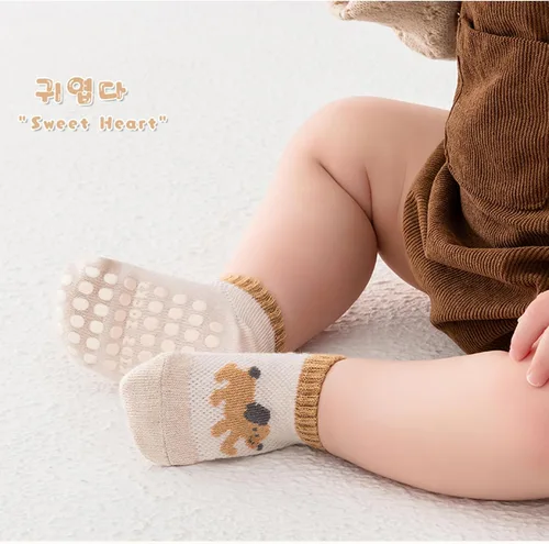 Miniatura 4 de Fly love 8 pares de calcetines de tobillo antideslizantes para bebés, calcetines de algodón con agarre bajo para niños pequeños, diseños de animales