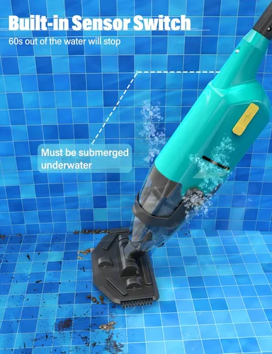 Miniatura 3 de Oxseryn Aspiradora de piscina inalámbrica de mano recargable con 60 minutos de tiempo de funcionamiento, perfecta para piscinas sobre el suelo