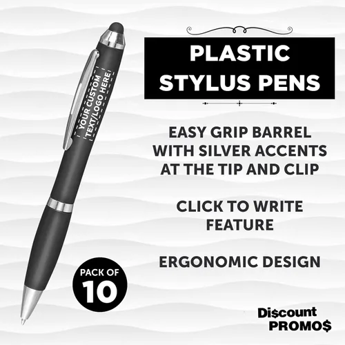 Miniatura 3 de DISCOUNT PROMOS - Juego de 10 lápices ópticos personalizados, de plástico con tinta negra, ideal para oficina, negocios, ferias comerciales