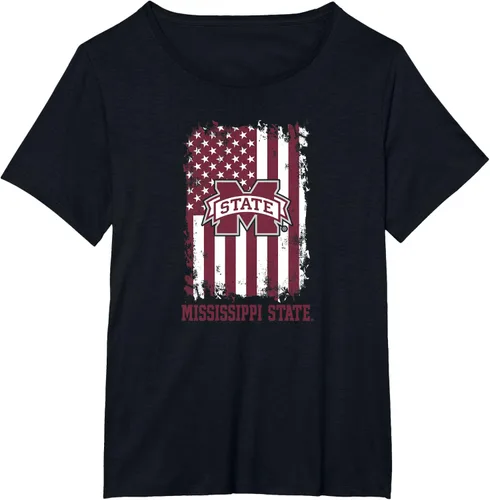 Miniatura 9 de Camiseta patriótica retro con bandera estadounidense de los Mississippi State Bulldogs, Negro