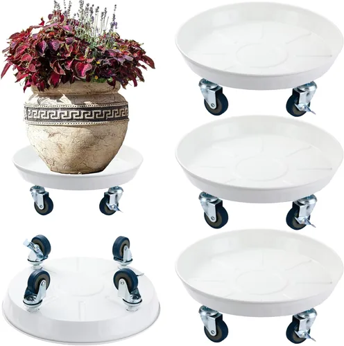 Miniatura 9 de Planterhoma 3 paquetes de 13 pulgadas de metal para plantas con ruedas, soporte rodante grande para plantas de hierro resistente, ruedas