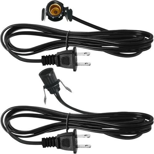 Macarrie 2 Piezas Cables de Lámpara con Clip con Portalámparas E12 Cable de Repuesto de Lámpara Individual para Accesorios de Decoraciones de Pueblo