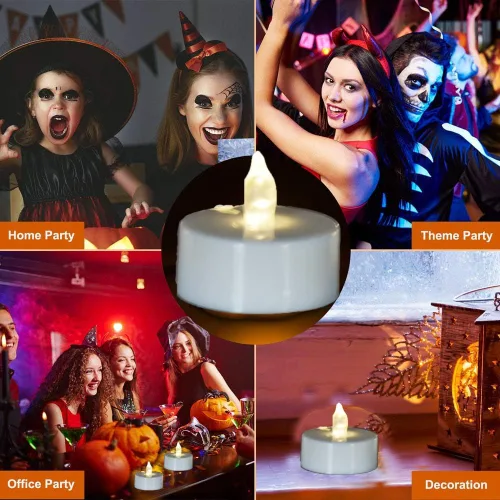 Miniatura 6 de JUNPEI - Velas de té que funcionan con pila: velas realistas, parpadeantes y duraderas, adecuadas para celebrar festividades, bodas, fiestas