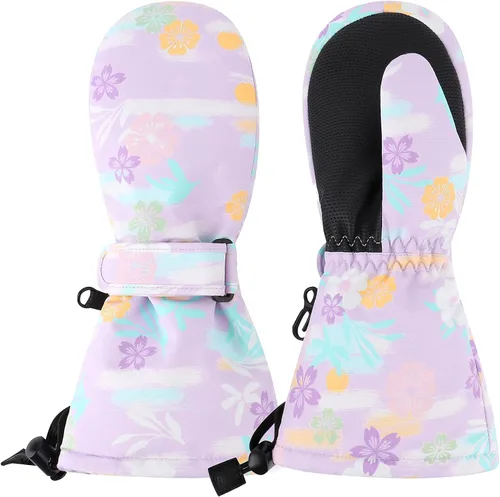 Miniatura 16 de Duoyeree Guantes impermeables para niños y niñas, con forro polar, para invierno, nieve, esquí, aislamiento grueso para clima frío