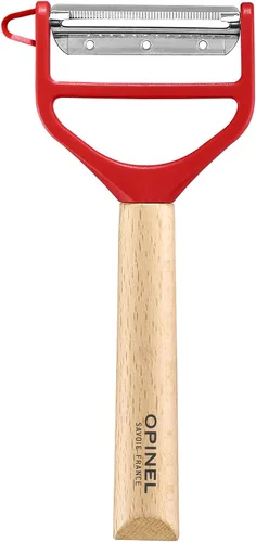 Miniatura 7 de OPINEL - Pelador de mango de madera T-Duo - Cuchillas de acero inoxidable - Agarre cómodo - 1 cuchilla microdentada para pelar + 1 cuchilla