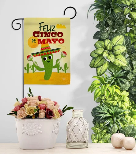 Miniatura 9 de Feliz Cinco de Mayo Bandera de jardín – Fiesta de verano, cactus piñata, sombrero mexicano fiesta al aire libre – Cartel de decoración de la casa