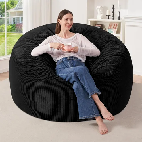Miniatura 37 de HABUTWAY 2 puf de 2 pies, puf gigante para adolescentes y adultos, puf grandes con relleno de espuma viscoelástica, puf grandes con funda de pana