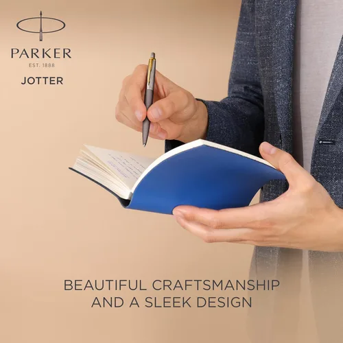 Miniatura 2 de PARKER Jotter XL - Bolígrafo de punta media, color gris, con bordes dorados, recambio de tinta azul, caja de regalo, regalo perfecto de graduación
