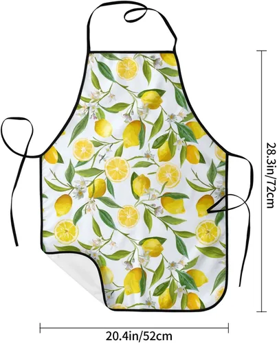 Miniatura 5 de Delantal ajustable impermeable para hombres y mujeres, cocina, hornear, jardinería, trabajo, babero Limón