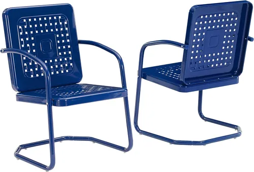 Miniatura 17 de Crosley Furniture Bates - Juego de 2 sillas para exteriores, sillas de patio de metal retro para comedor, porche, terraza, balcón, color rojo