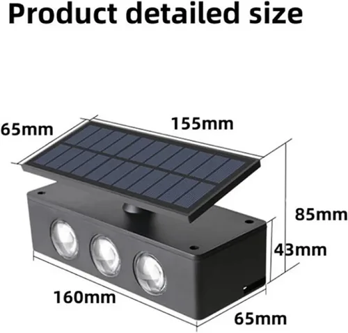 Miniatura 4 de ASLIDECOR Luces solares de pared con 2 modos de luz blanca cálida/blanco frío, iluminación decorativa impermeable para exteriores con panel solar