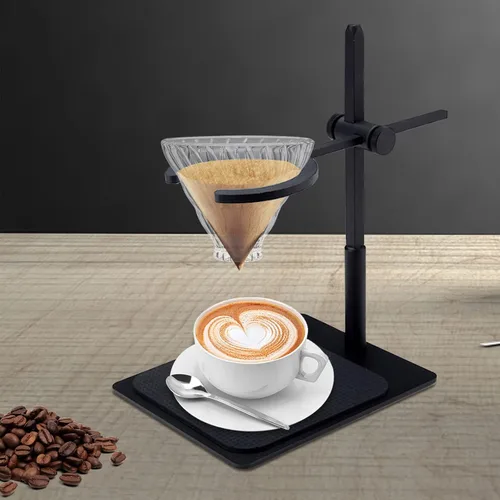 Miniatura 3 de Estación de café para verter sobre el soporte, soporte ajustable de aluminio negro para conocedores del café, amantes del café para la mejor