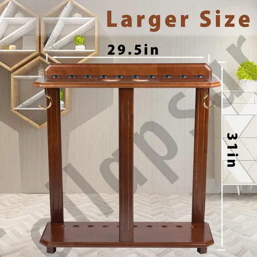 Miniatura 3 de Collapsar Soporte de piso para palo de piscina, soporte para taco de billar y accesorios de billar, soporte de esquina de madera maciza para tacos