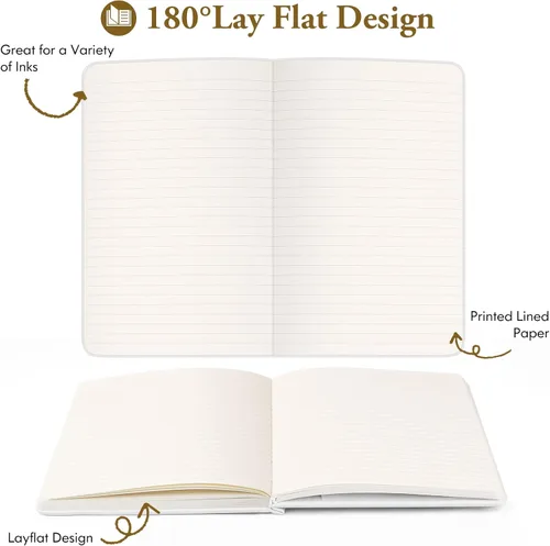 Miniatura 2 de Huhuhero Cuaderno Diario, Diario de Líneas Rayadas, Tapa Dura Papel Premium Grueso de 120gsm con Cuaderno de Cuero Sintético para Escribir