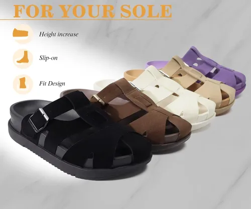 Miniatura 7 de KuaiLu Sandalias tipo zueco para mujer con soporte de arco cómodo, plataforma elegante, cojín de espuma viscoelástica, sandalias elegantes