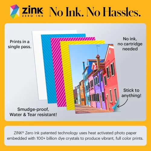 Miniatura 5 de Kodak Printomatic+ Paquete de inicio de cámara digital de impresión instantánea + funda de transporte + papel fotográfico Zink con parte trasera Azul