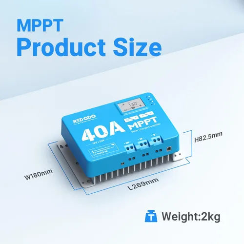 Miniatura 3 de Redodo Controlador de carga solar de entrada de 40 amperios MPPT 12V/24V DC con módulo Bluetooth incorporado, pantalla LCD ajustable de parámetros