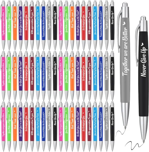 Miniatura 7 de Yeaqee 100 bolígrafos inspiradores de tinta metálica con cita motivacional para compañeros de trabajo, equipo de oficina, regalos de agradecimiento