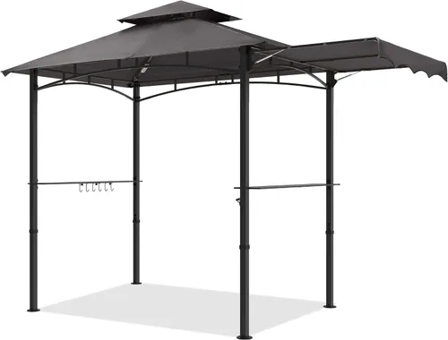 Miniatura 7 de MASTERCANOPY Gazebo de parrilla de 8 x 5 para exteriores, toldo con 2 luces LED (costuras marrones caqui)