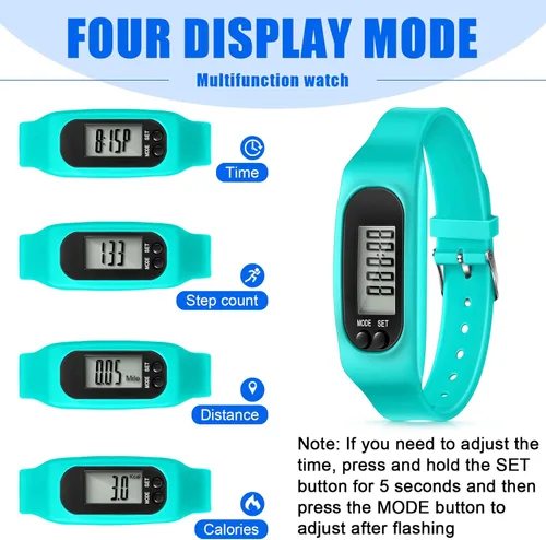 Miniatura 4 de Geyoga Pedometer for Walking Steps and Miles Pedometer Watch Silicone Steps Tracker Running Bracelet Ankle Step Counter for Calorie Burning and Step