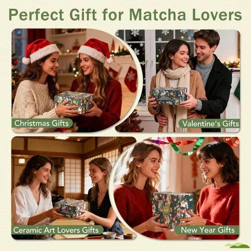 Miniatura 8 de Juego de batidor de matcha, juego de cerámica con cuenco, soporte para Chasen, soporte para cucharada, tamiz, kit de matcha de ceremonia japonesa