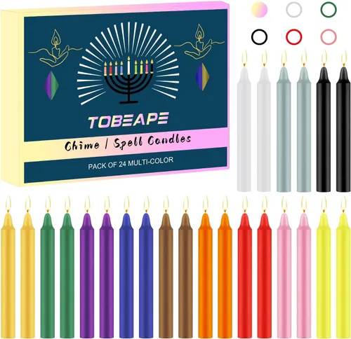 Tobeape Paquete de 24 velas de hechizos de colores surtidos, mini velas cónicas de bruja mágica de 4 pulgadas a granel para rituales/brujería/altar