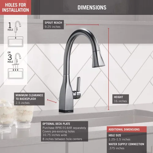 Miniatura 3 de Delta Faucet Mateo Touch - Grifo de cocina de níquel cepillado, grifos de cocina con rociador extraíble, grifo de fregadero de cocina, grifo táctil