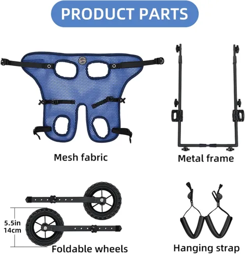 Miniatura 4 de Silla de ruedas mejorada para patas traseras, silla de ruedas ajustable para perros pequeños para discapacitados, lesionados, paralizados, perros