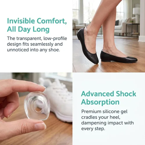 Miniatura 3 de Talones de gel para mujeres y hombres, almohadillas ortopédicas de cuña lateral para fascitis plantar, alivio del dolor de pies, plantillas de apoyo
