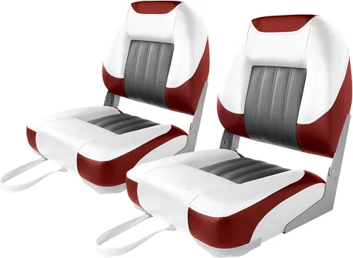 Miniatura 9 de XGEAR Asiento de barco de lujo con respaldo bajo/alto, asiento plegable para barco de pesca C-Bajo Espalda-Blanco/Carbón