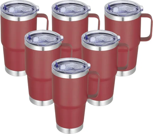 Miniatura 21 de Vaso térmico de acero inoxidable de 20 oz con asa, envase a granel, vasos termales metálicos aislados, taza de café de viaje con asa, vaso de doble