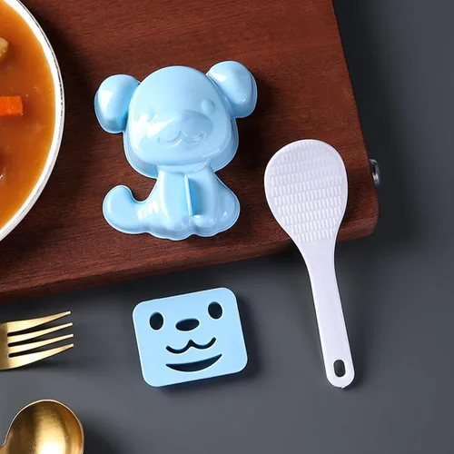 Miniatura 2 de HIBILDER Molde de bola de arroz – Perro en forma de perro, 1/2 taza, plástico, animal, niños almuerzo Bento accesorios