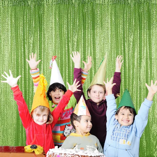 Miniatura 4 de Sugargirl Cortina de fondo de lentejuelas verde manzana 2 paneles de 2 pies x 8 pies, cortinas de fondo de purpurina verde manzana, para fotografía