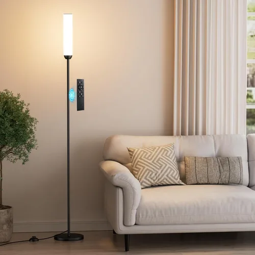 Ambimall Lámpara de pie LED con control remoto, lámpara de pie de 65" con ajuste continuo de colores 3000K-6500K y brillo 30-100%, interruptor de