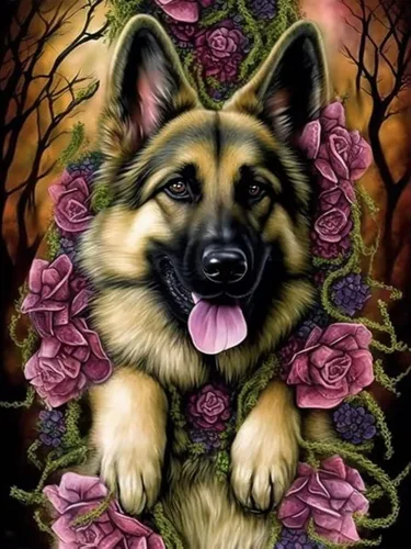 VAIIEYO Kits de arte de diamantes 5D para perros adultos, pintura de diamante, cachorro de animales, pintura por números, lienzo redondo de Perro-21