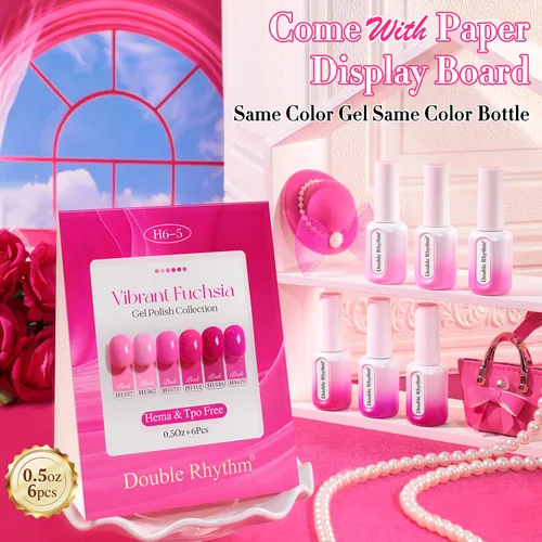 Miniatura 2 de Double Rhythm Juego de 6 esmaltes de gel sin hema, de 0.50 onzas, del mismo color, del mismo color, con el mismo color que se remoja, kit de esmalte