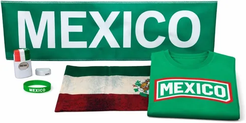 Miniatura 10 de Juego de 5 piezas para fanáticos del fútbol mexicano 2026, camisa, bufanda, diadema, pulsera, pintura facial