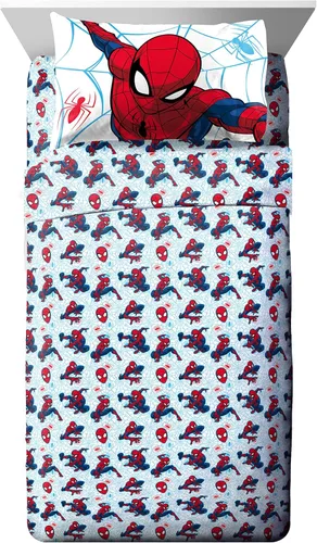Miniatura 3 de Jay Franco Marvel Spiderman Webtastic - Juego de ropa de cama de 4 piezas para niños pequeños, juego de cama de microfibra súper suave, incluye